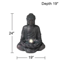 John Timberland Meditating Buddha Zen Bubbler Outdoor Water Fountain With LED Light 24" For Yard Garden Patio Home Deck Porch House Meditation Decor -Garden Promotional Store GUEST 006a268f 8df2 427d 9b60 5e737238b6df
