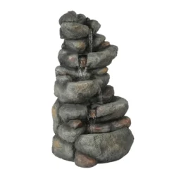 LuxenHome 33.5" H Gray Resin Cascading Rock Outdoor Fountain -Garden Promotional Store GUEST 0074a29d 08be 4d29 8d49 5da15be2d039