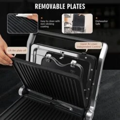 Costway Electric Panini Press Grill 1200W Sandwich Maker With Independent Temperature Control & Removable Drip Tray 17 Costway Electric Panini Press Grill 1200W Sandwich Maker With Independent Temperature Control & Removable Drip Tray -Garden Promotional Store GUEST 00f8735c 8b3c 4677 b1dd 6389379e9081