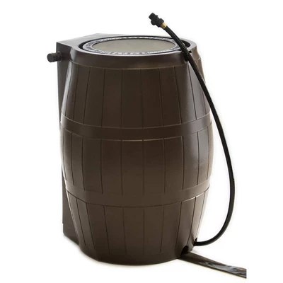 FCMP Outdoor 50-Gallon BPA Free Flat Back Home Rain Catcher Water Storage Collection Barrel For Watering Outdoor Plants & Gardens, Brown (4 Pack) 3 FCMP Outdoor 50-Gallon BPA Free Flat Back Home Rain Catcher Water Storage Collection Barrel For Watering Outdoor Plants & Gardens, Brown (4 Pack)