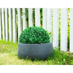Rosemead Home & Garden, Inc. 16" Wide Kante Lightweight Concrete Outdoor Bowl Planter Pot Charcoal Black -Garden Promotional Store GUEST 029099b7 b44a 4340 926e d665560a60ef