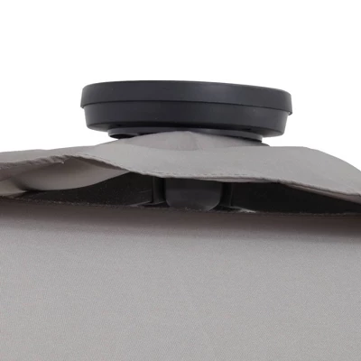 10' X 6.5' Solar LED Patio Umbrella With Tilt And Crank Lift Gray - Wellfor 5 10' X 6.5' Solar LED Patio Umbrella With Tilt And Crank Lift Gray - Wellfor - Image 3