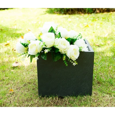 Rosemead Home & Garden, Inc. 12" Wide Kante Lightweight Modern Outdoor Concrete Square Decorative Planter Charcoal Black 3 Rosemead Home & Garden, Inc. 12" Wide Kante Lightweight Modern Outdoor Concrete Square Decorative Planter Charcoal Black