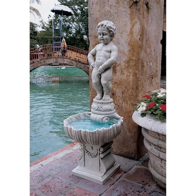 Design Toscano The Peeing Boy Of Brussels Sculptural Fountain With Plinth Base 2 Design Toscano The Peeing Boy Of Brussels Sculptural Fountain With Plinth Base