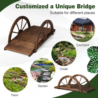 Costway 3.3FT Garden Bridge Classic Arc Wooden Bridge Decorative Garden Landscape 8 Costway 3.3FT Garden Bridge Classic Arc Wooden Bridge Decorative Garden Landscape - Image 6