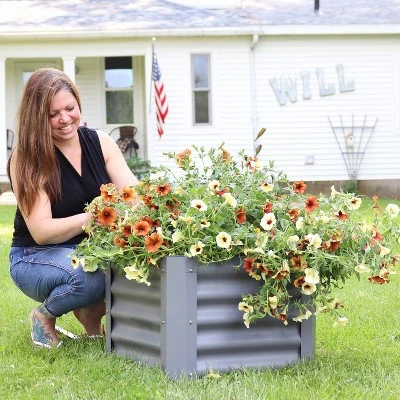 Sunnydaze Decor Sunnydaze Raised Powder-Coated Steel Garden Bed Kit For Plants, Flowers, Herbs, Fruits And Vegetables - 22" Square X 16" Deep 7 Sunnydaze Decor Sunnydaze Raised Powder-Coated Steel Garden Bed Kit For Plants, Flowers, Herbs, Fruits And Vegetables - 22" Square X 16" Deep - Image 5