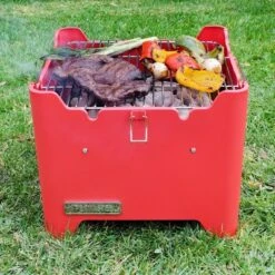 Permasteel Square Portable Charcoal Grill PG-40C10-RD - Red -Garden Promotional Store GUEST 05816a1f 768d 442e 80fb 7fb66e540029