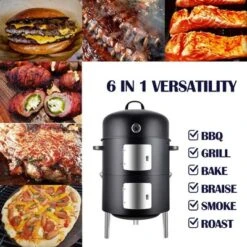 Realcook 17 Inch Vertical Heavy Duty Round Steel BBQ Charcoal Outdoor Smoker With Latch Locking System And Dual Entrance Doors, Black 8 Realcook 17 Inch Vertical Heavy Duty Round Steel BBQ Charcoal Outdoor Smoker With Latch Locking System And Dual Entrance Doors, Black -Garden Promotional Store GUEST 076b2578 4d44 44f9 9d66 9a04aef9d99b