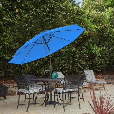 Nature Spring 10' Auto-Tilt Patio Umbrella - Blue 3 Nature Spring 10' Auto-Tilt Patio Umbrella - Blue