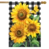 Checkered Sunflowers Summer House Flag Floral Everyday 28" X 40" Briarwood Lane -Garden Promotional Store GUEST 092a1f09 b584 4d86 ac5f d0622f72496d