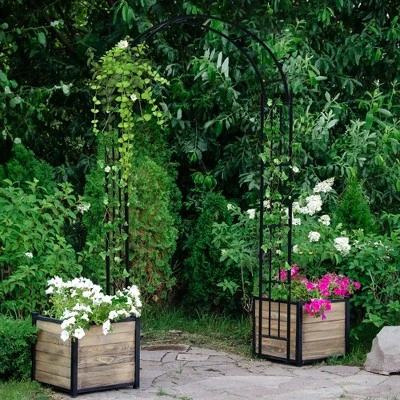 Costway Garden Arch Arbor Trellis Pergola 7.5 Ft Metal Archway For Climbing Plants Party 6 Costway Garden Arch Arbor Trellis Pergola 7.5 Ft Metal Archway For Climbing Plants Party - Image 4