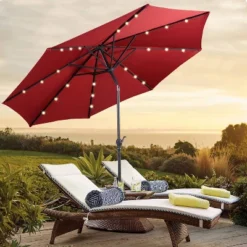 10' X 10' Patio LED Solar Umbrella With Tilt And Crank - Wellfor -Garden Promotional Store GUEST 09a3f51a 0116 4ba3 9aec 996b669f0779