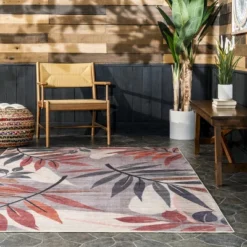 NulOOM Mayra Tropical Leaves Machine Washable Indoor/Outdoor Patio Area Rug -Garden Promotional Store GUEST 09e775ef c0a9 478e bcda 0a2dfab95213