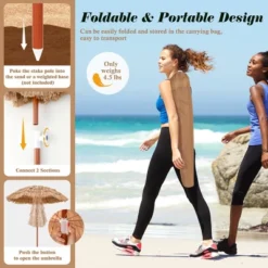 Costway Patio 6FT Tropical Thatched Tiki Beach Umbrella Portable Outdoor Market Tilt -Garden Promotional Store GUEST 0a89a71e 5edf 4c21 8723 1e40c47ae99d