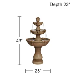 John Timberland Arosco Rustic 3 Tier Basin Outdoor Floor Water Fountain With LED Light 43" For Yard Garden Patio Home Deck Porch Exterior Balcony Roof -Garden Promotional Store GUEST 0c0e112f 67a3 4df5 a282 c841452526f5
