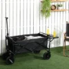 Outsunny Collapsible Wagon, Graden Carts With Wheels, Adjustable Handle, Folding Table And Cup Holders, Black -Garden Promotional Store GUEST 0c0f0578 6b0d 4ec9 9415 a2afbbb677ef