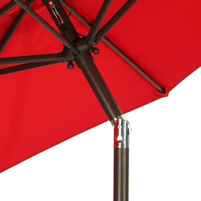 7.5' X 7.5' Outdoor Patio Umbrella With Button Tilt And Crank - Wellfor 5 7.5' X 7.5' Outdoor Patio Umbrella With Button Tilt And Crank - Wellfor - Image 3