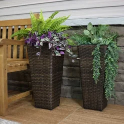 Sunnydaze Decor Sunnydaze Modern Decorative Standing Square Polyrattan Planter Containers - Brown - 2-Pack 12 Sunnydaze Decor Sunnydaze Modern Decorative Standing Square Polyrattan Planter Containers - Brown - 2-Pack -Garden Promotional Store GUEST 0c720a57 664e 4fe1 9d0c 1cd8d40578bd