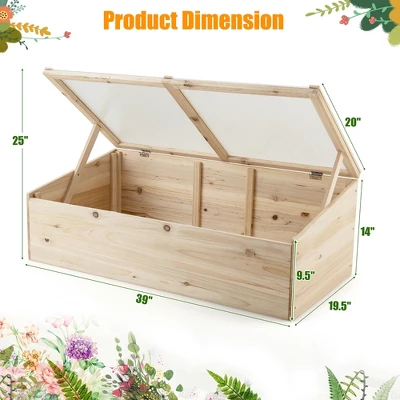 Costway Wooden Cold Frame Greenhouse Flower Planter Raised Plants Bed Protection 5 Costway Wooden Cold Frame Greenhouse Flower Planter Raised Plants Bed Protection - Image 3