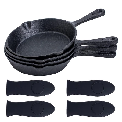 Bruntmor Pre-seasoned 6 Inch Black Cast Iron Nonstick Frying Pan, Black Set Of 4 3 Bruntmor Pre-seasoned 6 Inch Black Cast Iron Nonstick Frying Pan, Black Set Of 4