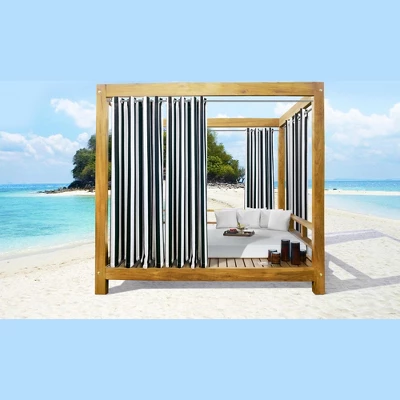 Commonwealth Seascapes Stripes Light Filtering Provide Privacy Satiny Look Grommet Outdoor Panel Pair Black 6 Commonwealth Seascapes Stripes Light Filtering Provide Privacy Satiny Look Grommet Outdoor Panel Pair Black - Image 4