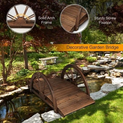 Costway 3.3FT Garden Bridge Classic Arc Wooden Bridge Decorative Garden Landscape 9 Costway 3.3FT Garden Bridge Classic Arc Wooden Bridge Decorative Garden Landscape - Image 7