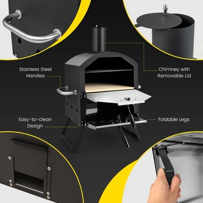 Costway 2-Layer Pizza Oven Wood Fired Pizza Grill Outside Pizza Maker With Waterproof Cover 10 Costway 2-Layer Pizza Oven Wood Fired Pizza Grill Outside Pizza Maker With Waterproof Cover - Image 8