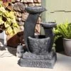 Sunnydaze Decor Sunnydaze Outdoor Modern Cascading Bowls Solar Powered Water Fountain With Battery Backup, LED Lights, And Submersible Pump - 28" - Black -Garden Promotional Store GUEST 0f93e299 1858 492c 99b0 0cc4db7605ab