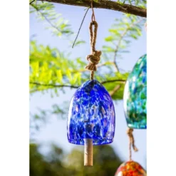 Evergreen Art Glass Speckle Deep Blue Bell Chime