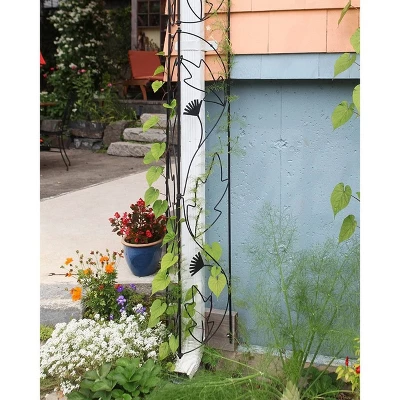 46" Tall Iron Downspout Decorative Garden Trellis Black Powder Coat Finish - Achla Designs 4 46" Tall Iron Downspout Decorative Garden Trellis Black Powder Coat Finish - Achla Designs - Image 2