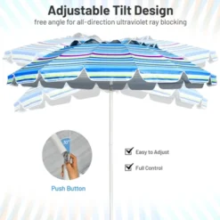 Tangkula 8 FT Patio Beach Umbrella Sun Shelter W/Sand Anchor & Tilt Air Vent For Garden Beach Backyard -Garden Promotional Store GUEST 12174659 6fd0 409e 8077 495ad73b53c7