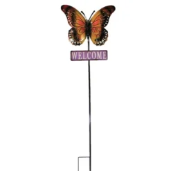 Direct International Home & Garden Butterfly Welcome Stake - 1 Metal Poke 58.00 Inches - Yard Decor Poke Summer - 31835533 - Metal -