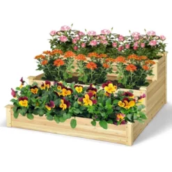 Costway 3-Tier Raised Garden Bed Wood Planter Kit For Flower Vegetable Herb 48x 48x 22in -Garden Promotional Store GUEST 12fec20e ebb2 458a bae5 dc47fafcc19d