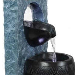 Sunnydaze Decor Sunnydaze Peaceful Rain Electric Outdoor Water Fountain - 31.75" H - Gray And Black -Garden Promotional Store GUEST 13baeb3b 1c0f 414c b03d 8f373151e7ee