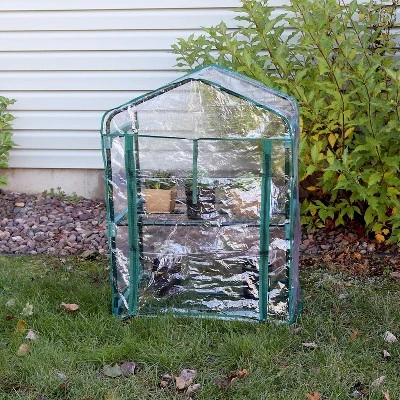 Sunnydaze Decor Sunnydaze Outdoor Portable Growing Rack 2-Tier Greenhouse With PVC Roll-Up Door - 2 Shelves - Clear 10 Sunnydaze Decor Sunnydaze Outdoor Portable Growing Rack 2-Tier Greenhouse With PVC Roll-Up Door - 2 Shelves - Clear - Image 8