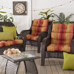 Kinnabari Stripe Outdoor High Back Chair Cushion - Kensington Garden -Garden Promotional Store GUEST 19eb95ae 2185 4fe0 a873 b977d35602f7