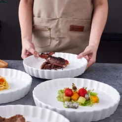 Bruntmor 10" Porcelain Ceramic Pie Pan For Baking Apple Pie, White Set Of 4 8 Bruntmor 10" Porcelain Ceramic Pie Pan For Baking Apple Pie, White Set Of 4 -Garden Promotional Store GUEST 1a02a68b c82c 4abb 94ac 1b48019346c3