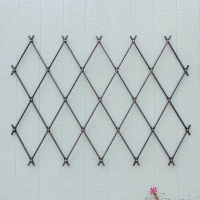 Achla Designs 43" Traditional Wall Mounted Lattice Iron Garden Trellis Graphite Powder Coat Finish 6 Achla Designs 43" Traditional Wall Mounted Lattice Iron Garden Trellis Graphite Powder Coat Finish - Image 4
