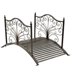 Outsunny 4’ Metal Arch Backyard Garden Bridge With Safety Siderails, Delicate Scrollwork, & Easy Assembly, Black Bronze -Garden Promotional Store GUEST 1c3c9244 a021 4bf9 9093 e68aee294679