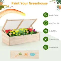 Costway Wooden Cold Frame Greenhouse Flower Planter Raised Plants Bed Protection 15 Costway Wooden Cold Frame Greenhouse Flower Planter Raised Plants Bed Protection -Garden Promotional Store GUEST 1c42fac0 c45b 4c8f a00d d7c3a194b29c