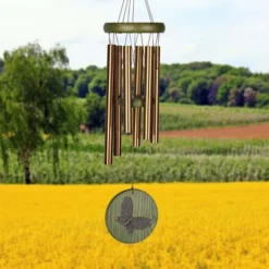 Woodstock Wind Chimes Signature Collection, Woodstock Habitats Chime, 17'' Green Butterfly Wind Chime HCGB