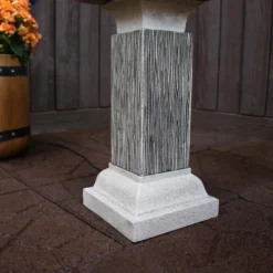 Sunnydaze Decor Sunnydaze 26"H Electric Resin 2-Tier Outdoor Square Bird Bath Water Fountain With LED Lights -Garden Promotional Store GUEST 1dd29e5f 17b7 4e27 9753 62973644122c