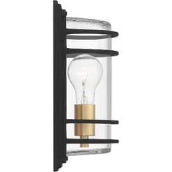 John Timberland Habitat Modern Industrial Outdoor Wall Light Fixture Black Brass 11" Clear Glass For Post Exterior Barn Deck House Porch Yard Patio -Garden Promotional Store GUEST 1dd91487 110a 4e64 bfea a3bf82ad69b1