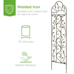 Best Choice Products 60x15in Iron Arched Garden Trellis Fence Panel W/ Branches, Birds For Climbing Plants - Bronze 9 Best Choice Products 60x15in Iron Arched Garden Trellis Fence Panel W/ Branches, Birds For Climbing Plants - Bronze -Garden Promotional Store GUEST 1e271c50 94ea 48df 90f5 bad1a195ff90