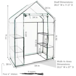 Sunnydaze Decor Sunnydaze Outdoor Portable Tiered Growing Rack Deluxe Walk-In Greenhouse With Roll-Up Door - 4 Shelves - Clear - 54" X 28" X 77" -Garden Promotional Store GUEST 1e9e7f44 1ab8 4cb6 9387 cf9645b61dbd