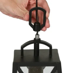 11" Metal/Seeded Glass Square Outdoor Pendant Light Black - LNC -Garden Promotional Store GUEST 1eaffbf3 bcbf 461d 9b7c 502665e0322f