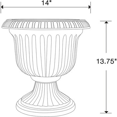 Southern Patio Large 14 Inch Outdoor Home Lightweight Resin Utopian Urn Flower Planter Pot For Entryways And Backyard Patios, Stone 5 Southern Patio Large 14 Inch Outdoor Home Lightweight Resin Utopian Urn Flower Planter Pot For Entryways And Backyard Patios, Stone - Image 3