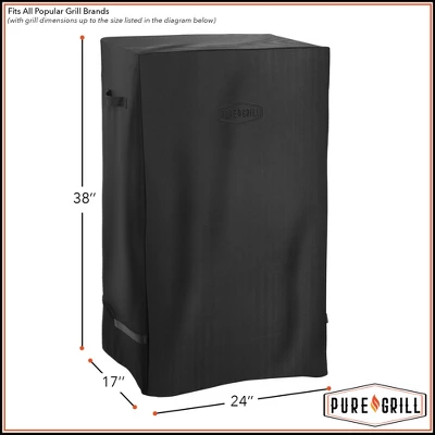 Pure Grill 40-inch Smoker BBQ Grill Cover For Electric Vertical Smokers, Universal Fit Cover - 24" X 17" X 38" 7 Pure Grill 40-inch Smoker BBQ Grill Cover For Electric Vertical Smokers, Universal Fit Cover - 24" X 17" X 38" - Image 5