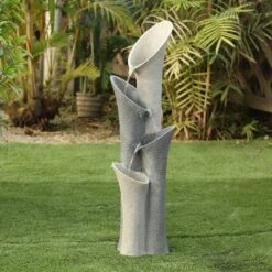 LuxenHome Gray Resin Classical Fluted Columns Outdoor Fountain -Garden Promotional Store GUEST 1f43c73c f0d0 4364 91c2 df2f04fbe717