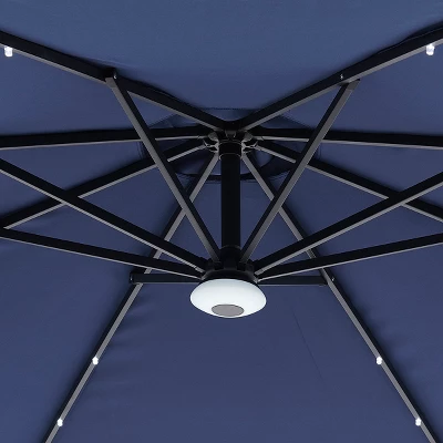 Barton Offset 10' Cantilever Solar Power LED Lighted Patio Outdoor Umbrella, Navy Blue 5 Barton Offset 10' Cantilever Solar Power LED Lighted Patio Outdoor Umbrella, Navy Blue - Image 3